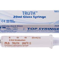 Truth Calibrated Glass Syringe (PLS) Metal luer lock Tip (CL), 20ml (Pack of 1)