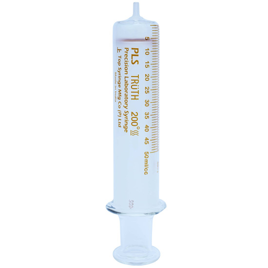 Truth Calibrated Glass Syringe (PLS) Center all Glass Tip (CT), 50ml (Pack of 1)