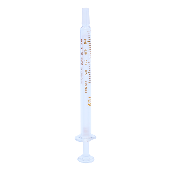 Truth Calibrated Glass Syringe (PLS) Center all Glass Tip (CT), 0.25ml (Pack of 1)