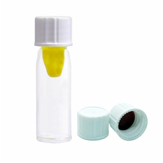 0.5ml Micro Storage U-Tube Clear Vials, Height 52mm - White Cap with Leak Proof Plug Cap - Clear Open Bottom (Pack of 100)