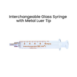 Truth Interchangeable Glass Syringe Metal Luer Tip 10ml, (Pack of 1)