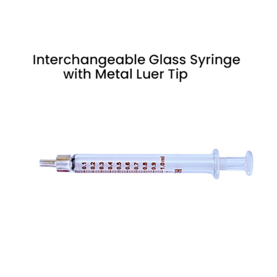 Truth Interchangeable Glass Syringe Metal Luer Tip 1ml, (Pack of 1)