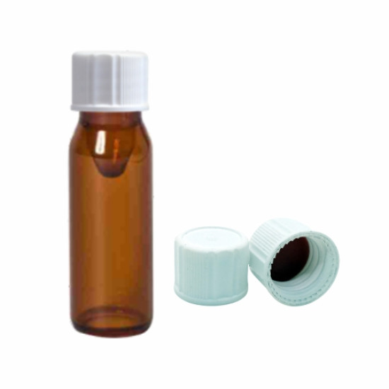 0.5ml Micro Storage U-Tube Amber Vials, Height 52mm - White Cap with Liner (Pack of 100)