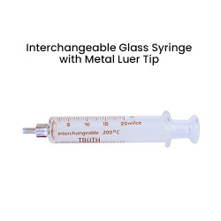 Truth Interchangeable Glass Syringe Metal Luer Tip 20ml, (Pack of 1)