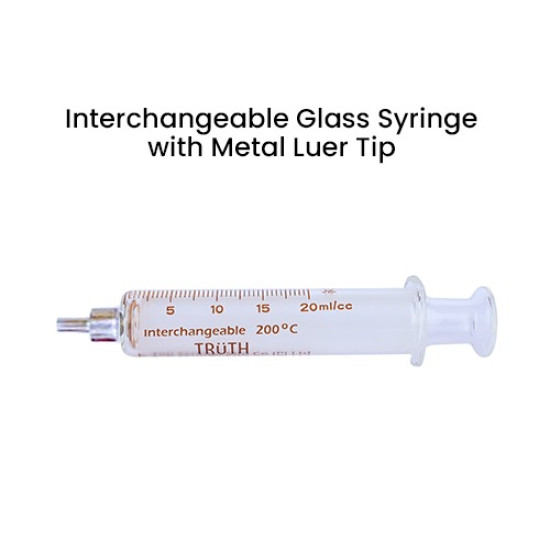 Truth Interchangeable Glass Syringe Metal Luer Tip 20ml, (Pack of 1)