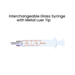 Truth Interchangeable Glass Syringe Metal Luer Tip 2ml, (Pack of 1)