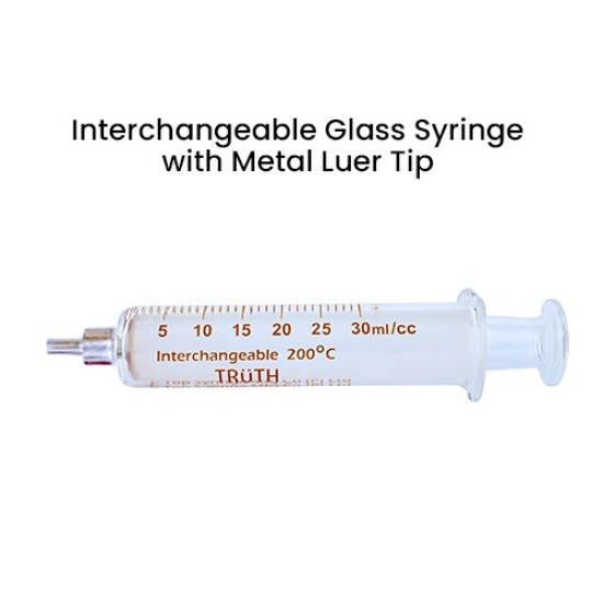Truth Interchangeable Glass Syringe Metal Luer Tip 30ml, (Pack of 1)