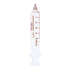 Truth Interchangeable Glass Syringe Metal Luer Tip 5ml, (Pack of 1)
