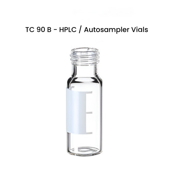 Colpak ND 9 Short Screw Thread Vials 12 x 32mm, 9mm Short Screw Thread Vials, Wide Opening, 12 x 32mm, Clear Glass, 1st Hydrol Class, Wide Opening, Label + Filling Lines