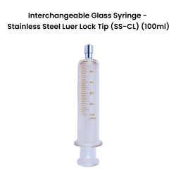 Truth Interchangeable Glass Syringe Stainless Steel Luer Lock Tip 100ml, (Pack of 1)