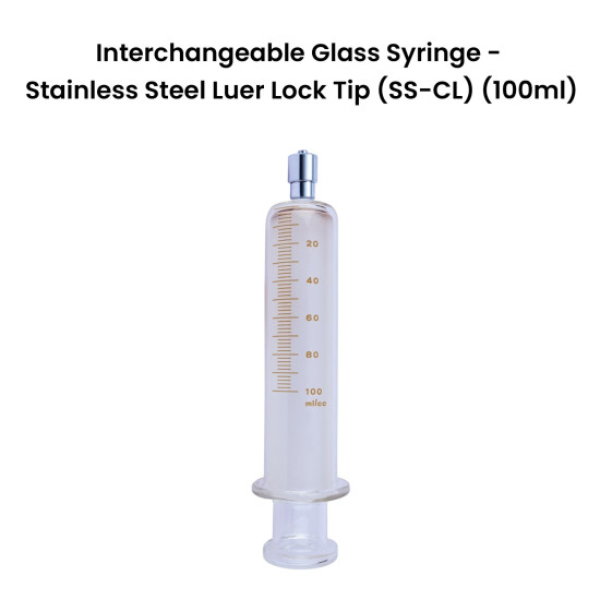 Truth Interchangeable Glass Syringe Stainless Steel Luer Lock Tip 100ml, (Pack of 1)