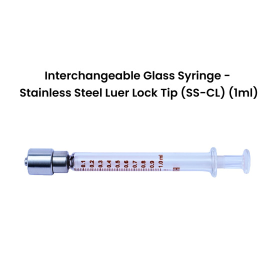 Truth Interchangeable Glass Syringe Stainless Steel Luer Lock Tip 1ml, (Pack of 1)