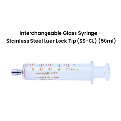 Truth Interchangeable Glass Syringe Stainless Steel Luer Lock Tip 50ml, (Pack of 1)