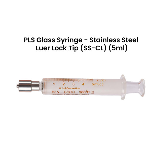 Truth Calibrated Glass Syringe (PLS) (Stainless Steel Luer Lock Tip) SS-CL 5ml, (Pack of 1)