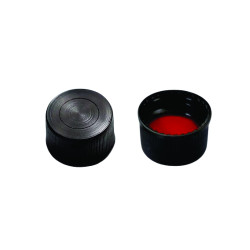 PP Screw Cap,Black,Closed top, Silicone white/PTFE Red, 45° shore A (Pack of 100)