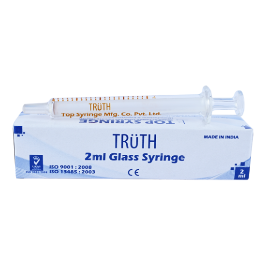 Truth Interchangeable Glass Syringe Glass Tip 2ml, (Pack of 1)