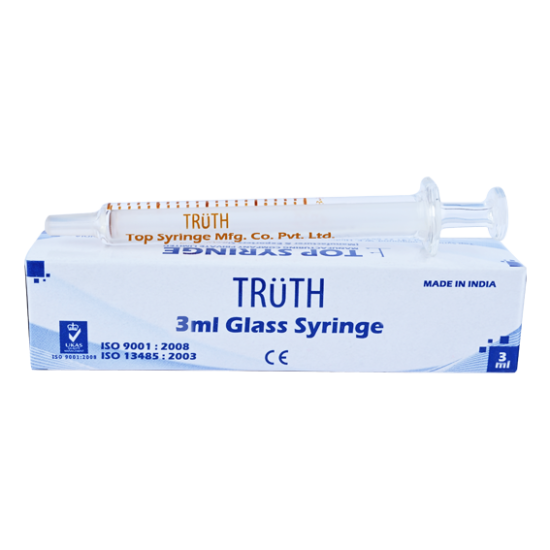 Truth Interchangeable Glass Syringe Center all Glass Tip (CT) 3ml, (Pack of 1)