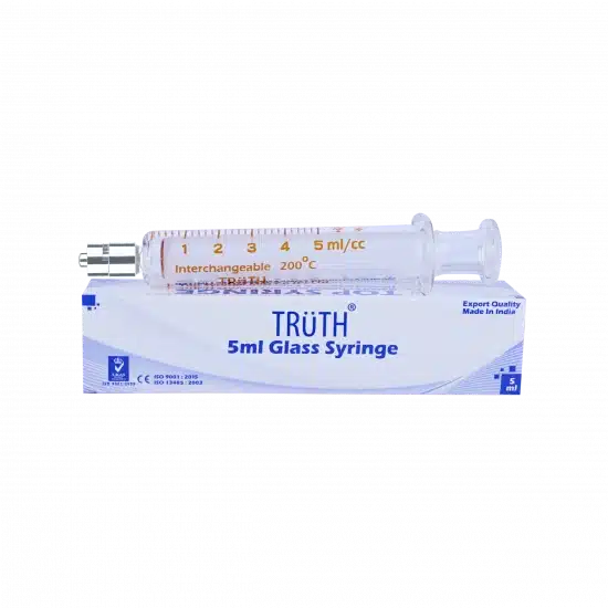 Truth Interchangeable Glass Syringe Metal Luer Lock Tip 5ml, (Pack of 1) - Image 3