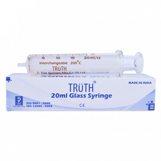 Truth Interchangeable Glass Syringe Center all Glass Tip 20ml, (Pack of 1) - Image 3