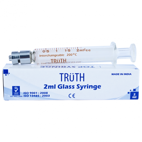 Truth Interchangeable Glass Syringe Metal Luer Lock Tip 2ml, (Pack of 1) - Image 3